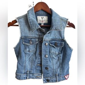 Guess Blue Denim Vest Womens Small